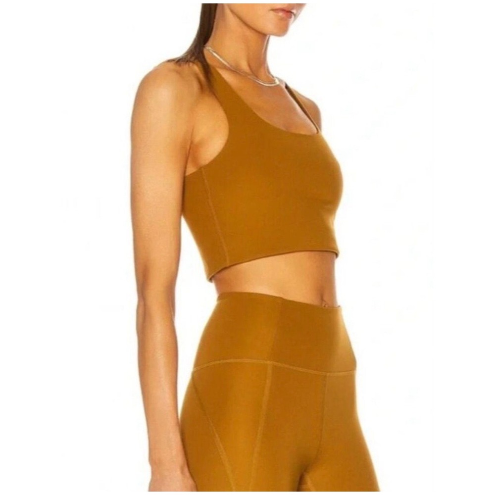 Girlfriend Collective Paloma Bra Ochre Brown Racerback Longline Sports Bra S
